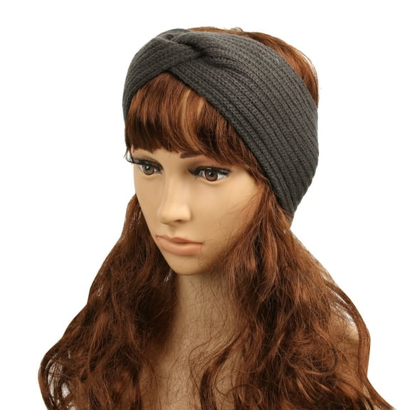 Tittly Headbands for Women Head Scarf Women's Fall And Winter Solid Knit And Warm Sports Headband With Ear Protector Fascinators Hats Head Scarf Dark Gray One Size