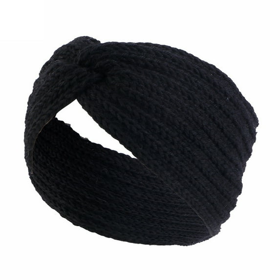 Tittly Headbands for Women Head Scarf Women Knitted Headband Stylish Warm Knitted Headband In Solid Color Fascinators Hats Head Scarf Black One Size