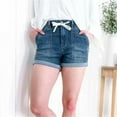 thumbnail image 1 of Tittly Jeans for Women Shorts for Women Denim Drawstring Shorts Comfortable Casual Denim Shorts Summer Drawstring Elastic Waist Comfy Short With Pockets Jean Shorts Womens Lounge Pants Women BU1 L, 1 of 5