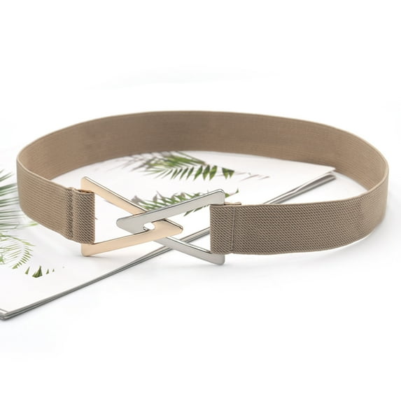 Tittly Leather Belt Belts for Women Women Buckle Waist Elastic Wide Belt Stretch Fashion Lady Dress Belts Wide Belt Wide Belts Western Belts Beige One Size