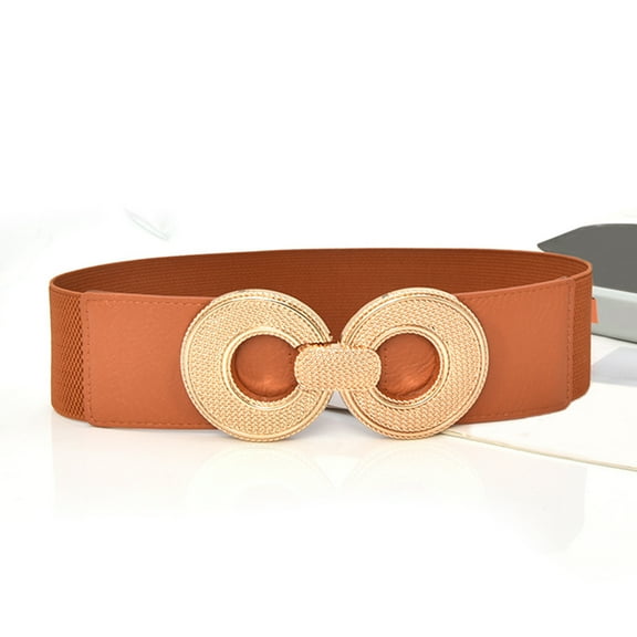 Tittly Leather Belt Belts for Women Women Stretchy Belt For Dresses Vintage Elastic Wide Waist Belt Wide Belts Western Belts Brown One Size