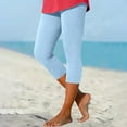 thumbnail image 1 of Tittly Leggings for Women Beach Pants Ladies Casual Comfort Printed Stretch High Waist Elastic Cropped Pants Resort Beach Leggings Tights for Women Capri Pants for Women Light Blue M, 1 of 8