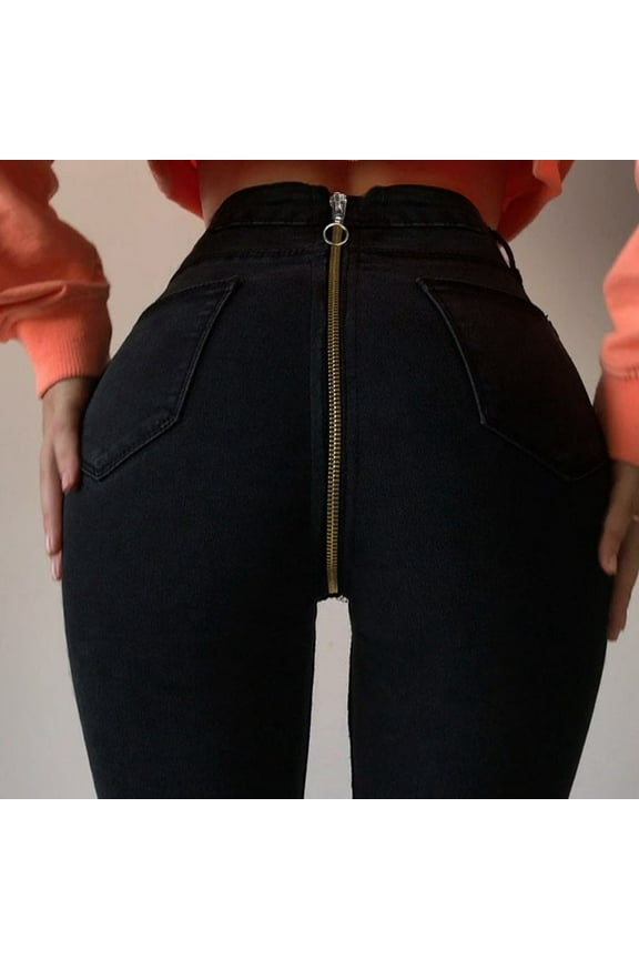Leggings for Women Jeans for Women Jeans Denim Back Trousers Zipper Pencil Women Waist High Pants Women's Jeans Sweatpants Women Lounge Pants Women Black M
