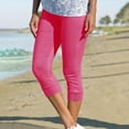 thumbnail image 1 of Tittly Leggings for Women Tights for Women Capri Leggings For Women High Waisted Stretchy Yoga Athletic Leggings Button Knee Length Summer Capri Pants for Women Womens Capri Pants Hot Pink M, 1 of 7