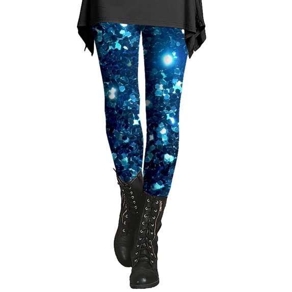 Tittly Leggings for Women Tights for Women Women's Printed Sequin Sport Leggings With Soft And Slim Butt Pants for Women Trendy Lounge Pants Women Blue L