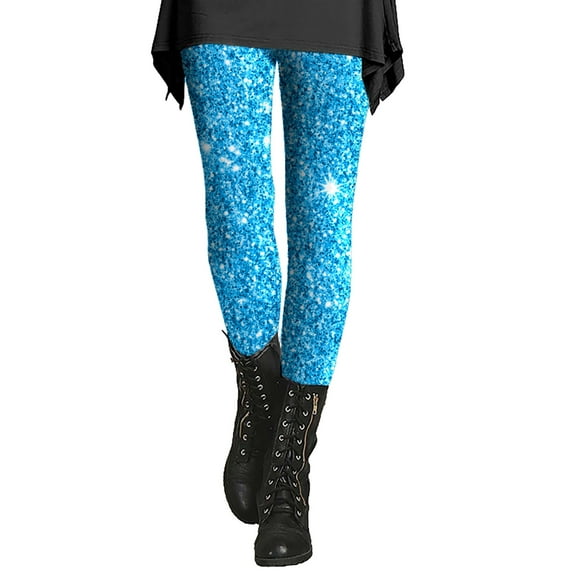 Tittly Leggings for Women Tights for Women Women's Printed Sequin Sport Leggings With Soft And Slim Butt Pants for Women Trendy Lounge Pants Women Sky Blue XL