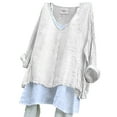 thumbnail image 1 of Tittly Linen Shirts for Women Womens Linen Tops Oversized Button Down Shirts for Women Women'S Solid Color Loose Plus Size Long Cotton Texture Dress Shirt Button White, 1 of 3