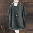 thumbnail image 1 of Tittly Linen Tops for Women Linen Button Down Shirt Women Cotton Linen Tops for Women Women's Summer Short Sleeve Solid Casual Loose Linen Top Gray, 1 of 3