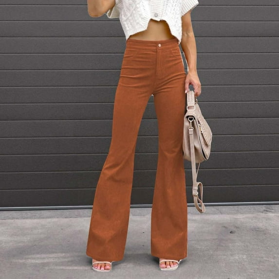 Tittly Lounge Pants Women Flare Pants Women's Bootcut Leggings - Bootleg Yoga Pants Flare Tummy Control High Waisted Casual Dress Pants Cotton Pants for Women Pants for Women Trendy Orange L