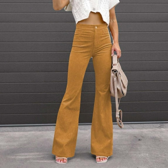 Tittly Lounge Pants Women Flare Pants Women's Bootcut Leggings - Bootleg Yoga Pants Flare Tummy Control High Waisted Casual Dress Pants Cotton Pants for Women Pants for Women Trendy Khaki L
