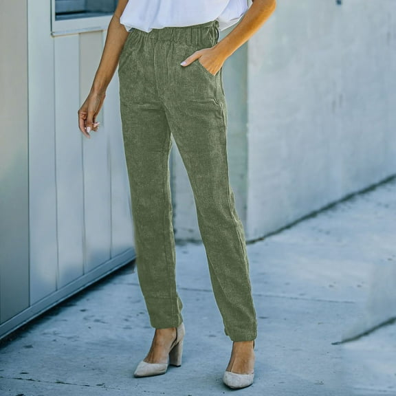Tittly Lounge Pants Women Sweatpants Women Autumn And Winter Women's Corduroy Baggy Worn Elastic Waist Casual Trousers Baggy Pants Linen Pants Army Green L