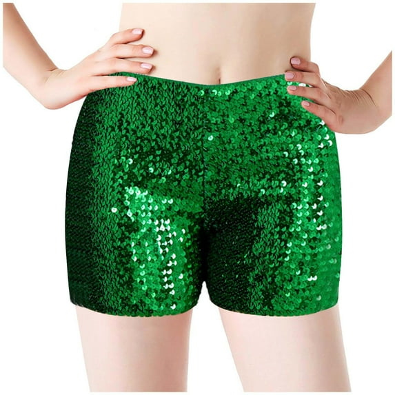 Tittly Lounge Shorts Women Flowy Shorts for Women Ladies Casual Fashion Stage Performance Sequined Shorts Shorts for Women Womens Shorts Green L