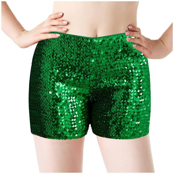 Tittly Lounge Shorts Women Flowy Shorts for Women Ladies Casual Fashion Stage Performance Sequined Shorts Shorts for Women Womens Shorts Green L