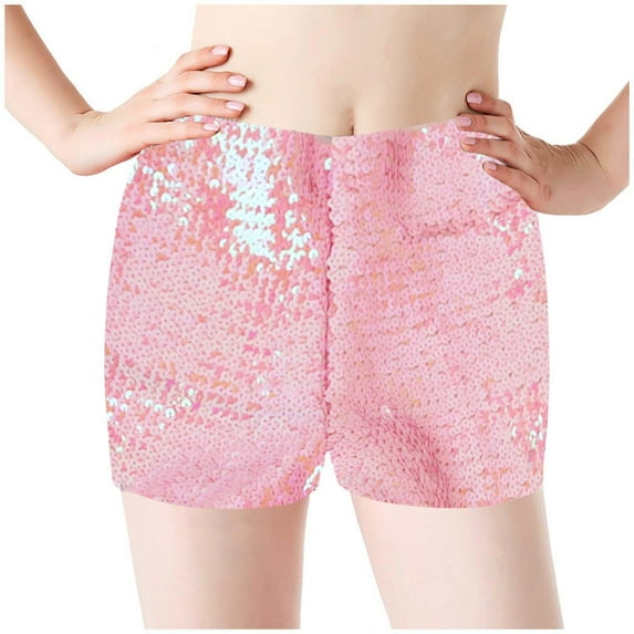 Tittly Lounge Shorts Women Flowy Shorts for Women Ladies Casual Fashion Stage Performance Sequined Shorts Shorts for Women Womens Shorts Pink M