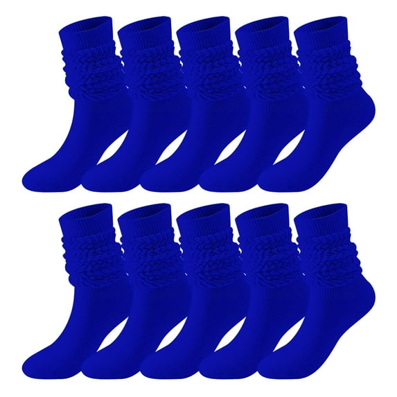 Tittly Mens Socks Socks for Women 5 Pairs Soild Color Socks Women Thigh High Boot Socks Soft Scrunch Socks Slouch Socks Cute Socks Blue One Size