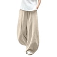 thumbnail image 1 of Tittly Palazzo Pants Baggy Pants Women Cotton Pants Wide Leg Pants Casual Loose Drawstring Harem Pants Cotton Pants for Women Pants for Women Trendy Beige L, 1 of 6