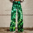 thumbnail image 1 of Tittly Palazzo Pants Jeans for Women Wide Leg Pants Woman High Waist Floral Patterned Pants Lightweight Loose Fit Casual Colorful Trouser Imitation Jeans Barrel Jeans Baggy Pants Green M, 1 of 4