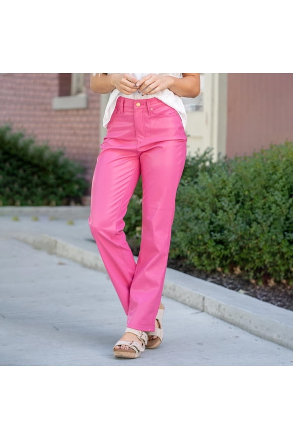 Palazzo Pants Lounge Pants Women Women Faux Leather High Straight Pants Leg Vegan Leather Business Pant Trousers Baggy Pants Women Womens Joggers Pink S