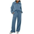 thumbnail image 1 of Tittly Palazzo Pants Sweatpants Women Women's Wide Leg Cotton Linen Pants Mid Waist Adjustable Tie Knot Lounge Trousers Pants for Women Trendy Comfy Pants Women Blue XXL, 1 of 4