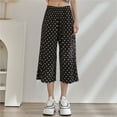 thumbnail image 1 of Tittly Palazzo Pants Wide Leg Pants Woman Women's Polka Dot Floral Eighth Wide Leg High Waist Loose Home Casual Pants Baggy Pants Baggy Pants Women Black XXL, 1 of 4