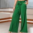 thumbnail image 1 of Tittly Palazzo Pants Wide Leg Pants Womens High Waist Wide Leg Pants Flowy Casual Loose Spring Summer Solid Trousers With Pocket Pants for Women Trendy Sweatpants for Women Green M, 1 of 4