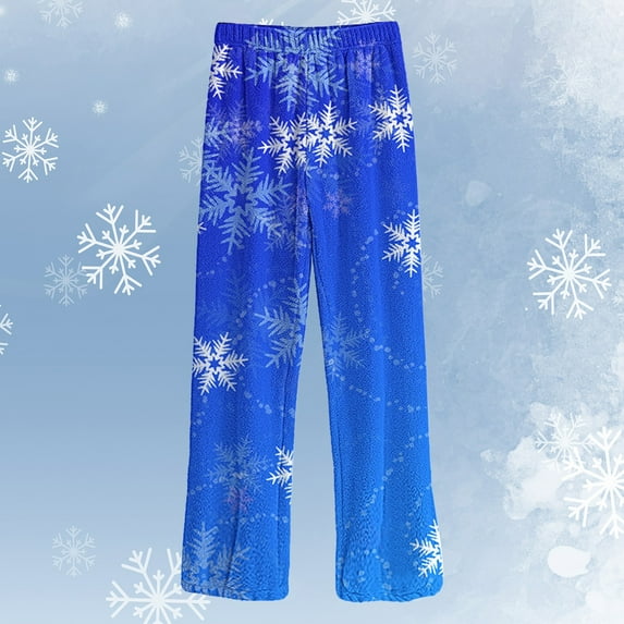 Tittly Pants for Women Trendy Baggy Pants Womens Autumn Winter Casual Cute Elastic Waist Home Workout Trousers Pants Lounge Pants Women Flowy Pants Blue L