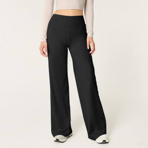 Tittly Pants for Women Trendy Sweatpants for Women Wide Leg Yoga Pants For Women Tummy High Waisted Stretch Workout Pants Loose Fit Athletic Flare Sweatpants Womens Pants Lounge Pants Women Black L