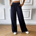 thumbnail image 1 of Tittly Pants for Women Trendy Sweatpants for Women Womens High Waisted Wide Leg Pants Casual Comfy Drawstring Loose Pants With Pockets Womens Pants Lounge Pants Women Dark Blue XL, 1 of 5