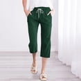 thumbnail image 1 of Tittly Plus Size Pants Baggy Pants Women High Waisted Wide Leg Pants Fashion Drawstring Elastic Trousers Comfy Straight Leg Long Pants With Pockets Baggy Pants Women Capri Pants for Women Green M, 1 of 5