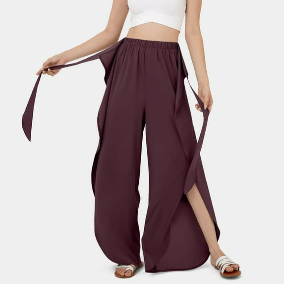 Tittly Plus Size Pants Palazzo Pants Women Wide Leg Pants High Waisted Yoga Pants Pants Boho Beach Plus Size Palazzo Pants Yoga Pants Baggy Pants Red XXL