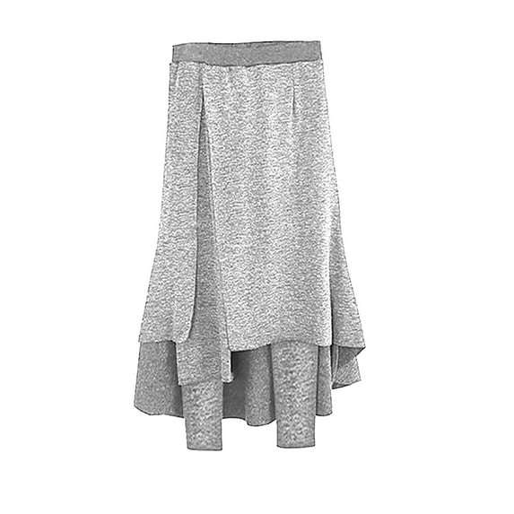 Tittly Plus Size Pants Pants for Women Trendy Women's Lined Skort Skirt Leggings Two Padded Thickened Bottoming Warm Skirt Trousers Sweatpants for Women Womens Pants Grey XL
