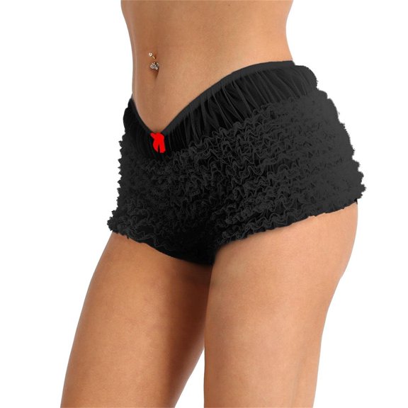 Tittly Ruffle Shorts Lounge Shorts Women Women Lolita Cute Ruffle Lace Trim Pumpkin Pants Shorts Layered Bottoms Fairy Sweet Shorts Flowy Shorts for Women Shorts for Women Black L