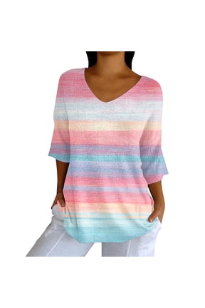 Short Sleeve Shirts for Women, Double Printing Women Mom Summer Casual Baseball Short Sleeve Tees Tops Graphic Tees, Ladies Summer Tops, Womens Tops Tshirts Shirts Blue XL