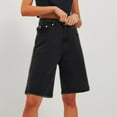 thumbnail image 1 of Tittly Shorts for Women Palazzo Pants Womens Summer Denim Shorts Trendy High Waist Ripped Distressed Jean Shorts Stretchy Hem Casual Jean Shorts Jeans for Women High Waisted Shorts Black L, 1 of 9