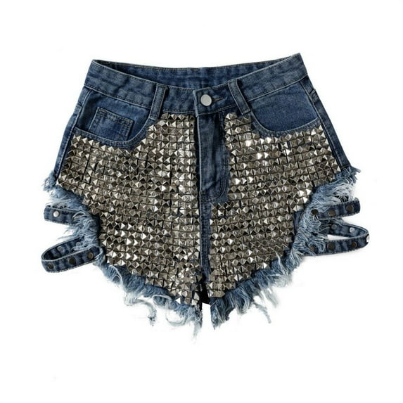 Tittly Shorts for Women Denim Shorts Ladies Casual Fashion Tassel Denim Shorts Sweat Shorts Lounge Shorts Women Blue S