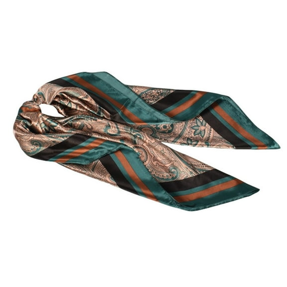 Tittly Silk Scarf Hair Scarf Satin Cashew Flower Prints Square Scarf Bandana Handkerchiefs Green One Size