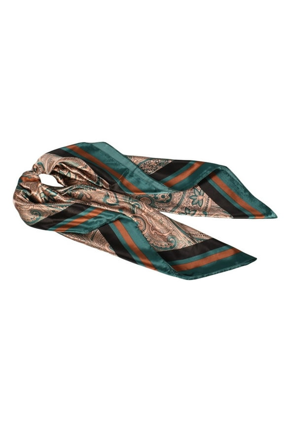 Silk Scarf Hair Scarf Satin Cashew Flower Prints Square Scarf Bandana Handkerchiefs Green One Size