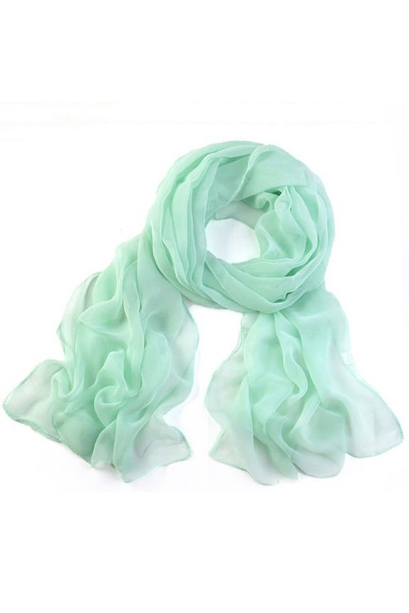 Silk Scarf Hair Scarf Thin Scarves Scarf Chiffon Women Soft Lady Girls Wrap Shawl Beach Long Scarf Bandana Handkerchiefs Mint Green One Size
