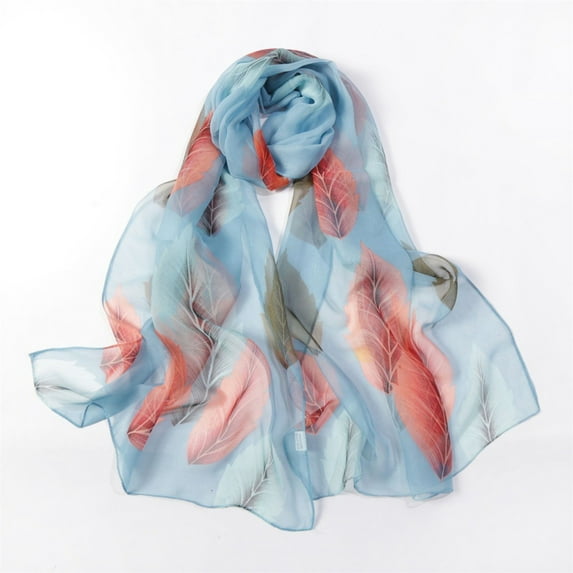 Tittly Silk Scarf Satin Scarf Scarfs For Women Lightweight Print Floral Pattern Scarf Shawl Fashion Scarves Shawls And For Spring Shawl Wraps for Women Bandana Blue One Size