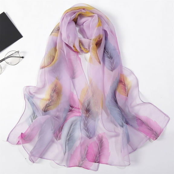 Tittly Silk Scarf Satin Scarf Scarfs For Women Lightweight Print Floral Pattern Scarf Shawl Fashion Scarves Shawls And For Spring Shawl Wraps for Women Bandana Purple One Size