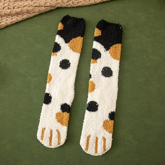 Tittly Slouch Socks Grip Socks Women Fuzzy Socks Cozy Soft Cute Animal Slipper Socks Sleeping Warm Socks For Girls Crew Socks for Women Hats for Men Beige One Size