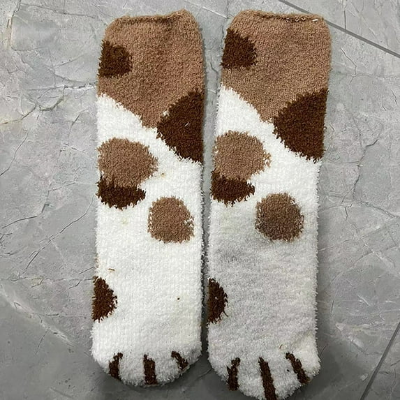 Tittly Slouch Socks Grip Socks Women Fuzzy Socks Cozy Soft Cute Animal Slipper Socks Sleeping Warm Socks For Girls Crew Socks for Women Hats for Men Coffee One Size