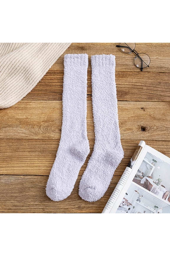 Slouch Socks Grip Socks Women Fuzzy Socks Winter Coral Socks Middle Cute Solid Calf Socks Cute Socks Hats for Men Purple One Size