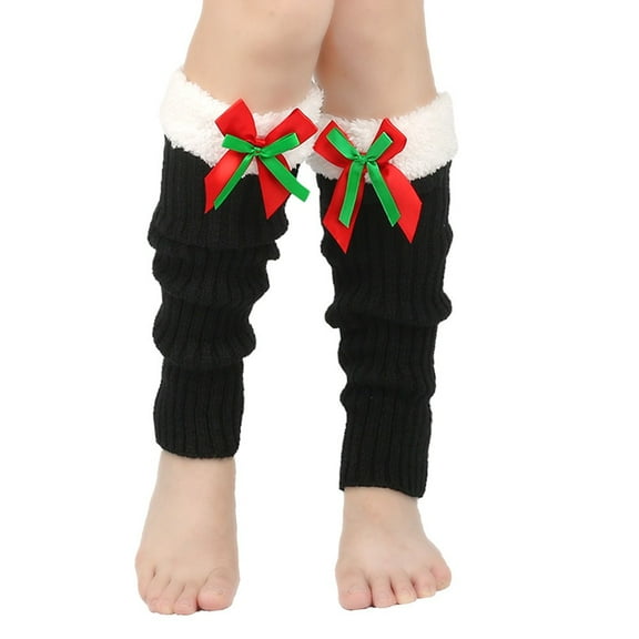 Tittly Slouch Socks Socks for Women Women's Winter Hairy Socks With Plush Christmas Socks Warm Knit Pile Leg Guards Warm Foot Butterfly Knot Woolen Mouth Socks Cute Socks Hats for Men Black One Size