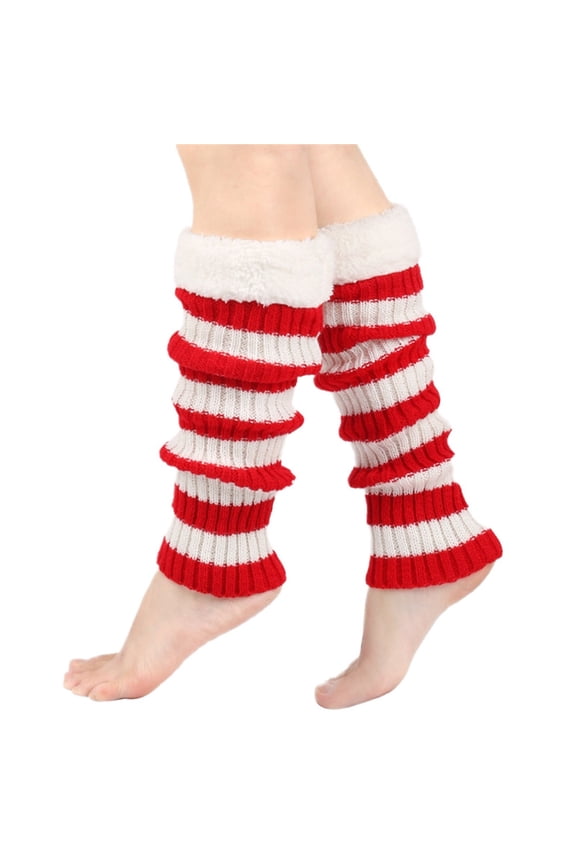 Slouch Socks Socks for Women Women's Winter Striped Knitted Sock Hairy Warm Leg Stacked Socks Christmas Warm Foot Cute Socks Hats for Men Red One Size