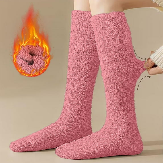 Tittly Slouch Socks Stockings for Women Women Winter Socks Warm Knee High Socks Long Cosy Thermal Ladies Socks Fuzzy Thick Soft Socks For Ladies Cotton Socks Cute Socks Hot Pink One Size