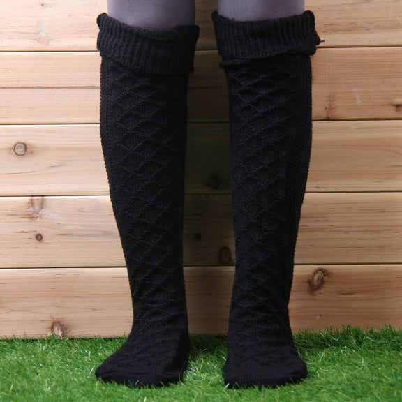 Tittly Slouch Socks Thigh High Stockings Women Autumn And Winter Solid Color Knit Over The Knee Socks Knee High Socks Cute Socks A One Size