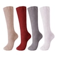 thumbnail image 1 of Tittly Socks for Women Slouch Socks Fuzzy Socks For Women 4 Pairs Knee Fuzzy Socks Soft Warm High Socks Plush Winter Long Socks Assorted Cotton Socks Cute Socks Khaki A, 1 of 8