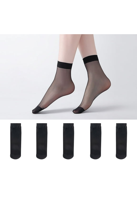 Socks for Women Ankle Socks 10 Pack Women's Nylon Socks Ankle High Pantyhose Slouch Socks Cute Socks BK1 One Size