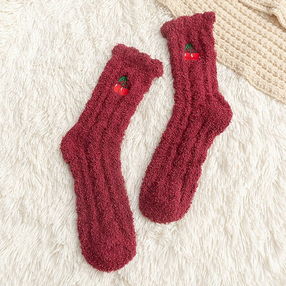 Tittly Socks for Women Grip Socks Women Winter Warm Ladies Floor Socks Peach Women Fruit Socks Slouch Socks Cute Socks Red One Size